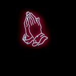 praying hand neon signage